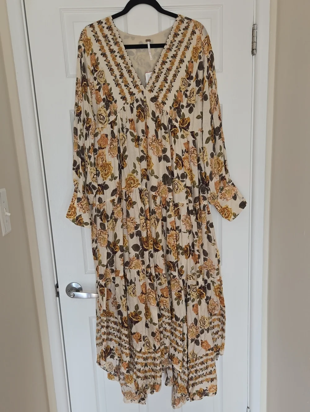 Free People Rows of Roses Maxi Dress Ivory Floral NWT Womens Size S